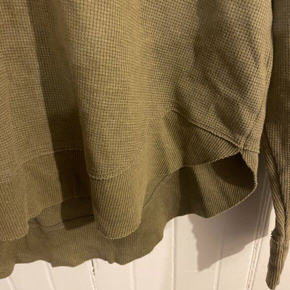 SO Henley Hoodie Army Green Hi Low Thermal Cotton Waffle Shirt, Size Large - Picture 11 of 15